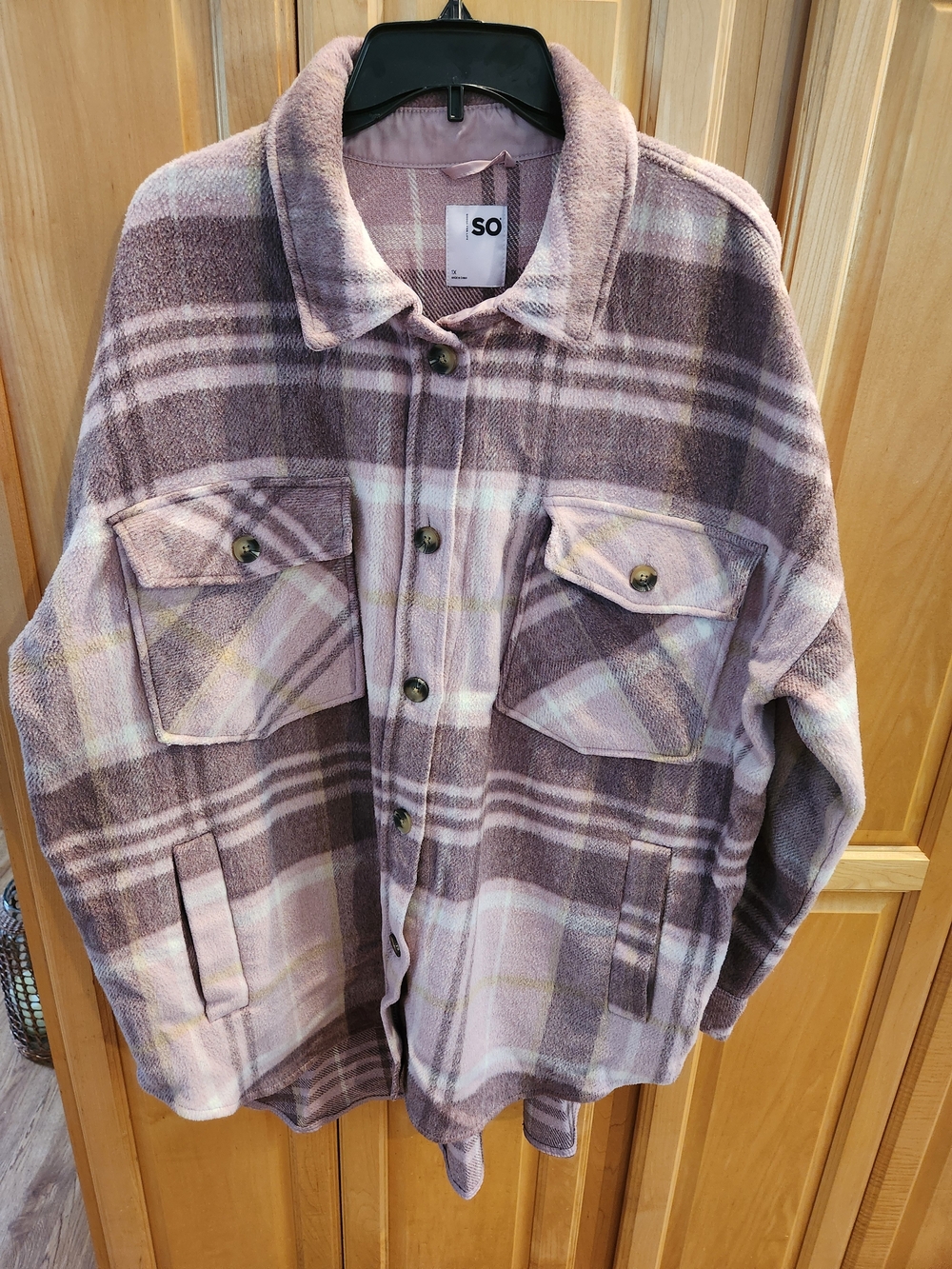 SO Lavender and Cream Plaid Shacket